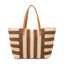 Bolso Tote XL con Estampado de Rayas Alma Marrón