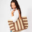 Bolso Tote XL con Estampado de Rayas Alma Marrón