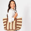 Bolso Tote XL con Estampado de Rayas Alma Marrón