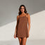 Vestido Corto de Lino Leblon Camel