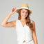 Sombrero Fedora de Rayas Repelente al Agua UBF1120 Natural White