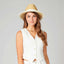 Sombrero Fedora de Rayas Repelente al Agua UBF1120 Natural White